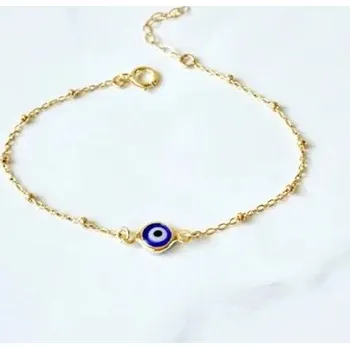 Šperk Náramek s modrým okem pro štěstí | ochranný náramek, unisex šperk - měděný řetízek 1