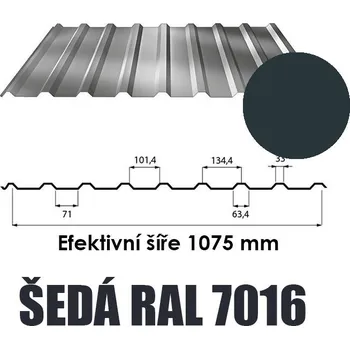 plechová krytina BP2 Trapézový plech T18 0,5mm ŠEDÁ Délka 4,5 m