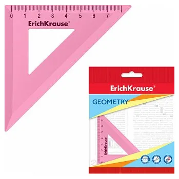 pravítka Pravítko trojúhelník 7 cm/45° plastový ErichKrause Pastel růžový polybag