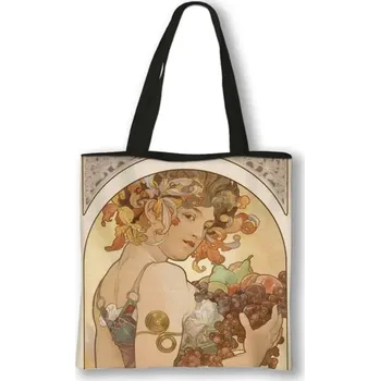 Olejomalba Alphonse Mucha na tašce | plátěná taška, taška přes rameno - bstdAlphons04w , 39 cm x 39 cm