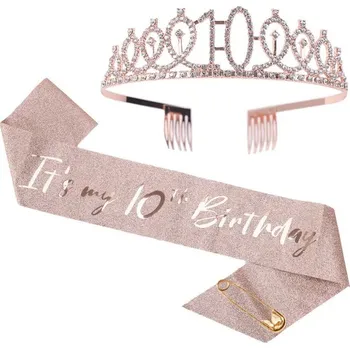 Narozeninová růžová sada pro dívky | párty výzdoba, dívčí doplňky - 10