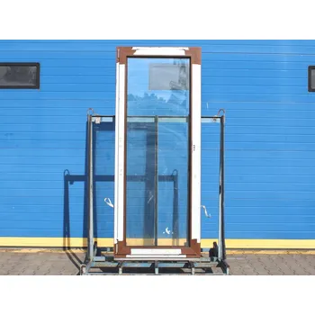 Vchodové dveře VÝPRODEJ Plastové balkonové dveře - KNIPPING 70 AD, 870x2150 mm, OS levé, ořech/ořech