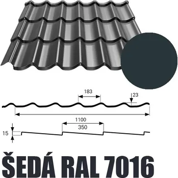 plechová krytina BP2 Plechová krytina ALFA 0,5mm ŠEDÁ Délka 2,5 m