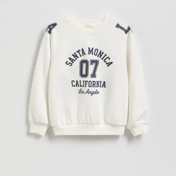 Dětská móda Reserved - Mikina s&nbsp;potiskem - krémová - 287FA-01X - 287FA-01X-U13