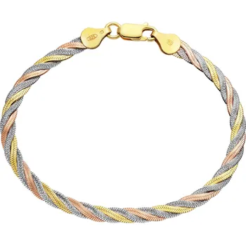 Náramek Bealio BEALIO Stříbrný náramek PLETENÝ 4 mm TRICOLOR Délka náramku: 17 cm 03-12046-1809