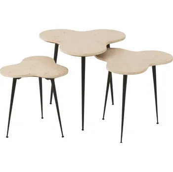 Toaletní stolek J-line Set tří bílých mramorových odkládacích stolků Shamrock 61/55 cm