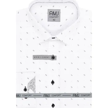 Pánská košile Pánská košile AMJ Comfort - bílá s jemným tištěným vzorem VDBR1299 velikost: 50, délka rukávu: dlouhý rukáv