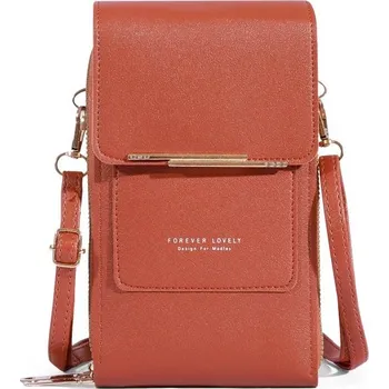 Peněženka Dámská kožená crossbody peněženka s poutkem | dámská taštička, kožená kabelka - Hnědý