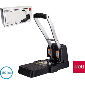 Děrovačka DELI velkokapacitní celokovová, na 150 listů, černá