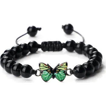 Šperk Minerální náramek s motýlkem | módní doplněk, náramek - Lesklá černá