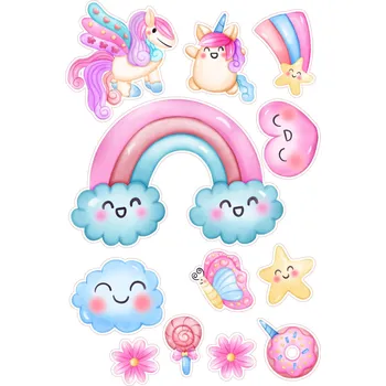 Jedlá dekorace na dort UNICORN - JEDNOROŽCI-45 Materiál: Jedlý papír