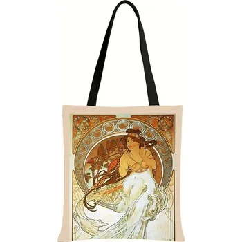 Olejomalba Alphonse Mucha na tašce | plátěná taška, taška přes rameno - bstdAlphons03w , 39 cm x 39 cm