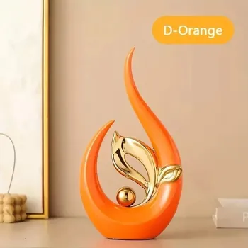 Nordic soška pro moderní interiér | keramická dekorace, bytový doplněk - D-Oranžová