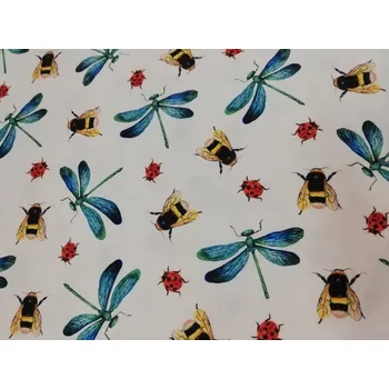 Bavlněná látka digi tisk šíře 145cm - Včelky a vážky (50cm)