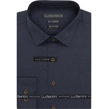 Pánská košile Košile AMJ kolekce Lui Bentini Slim fit navy se vzorem velikost: 40, délka rukávu: dlouhý rukáv