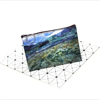 Vintage taštička s motivem slunečnic van gogh | plátěná peněženka, mincovní taštička - 3