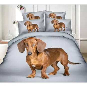 Povlečení NOVINKA 2025 ! Bavlněná sada povlečení 3D Francouzské 200x220 cm HNĚDÝ JEZEVČÍK + PROSTĚRADLO ZDARMA !