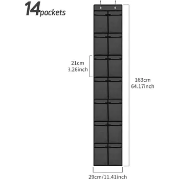 Úložný box Závěsný organizér na boty s kapsami | závěsný pořadač, úložný organizér - černé 14 kapes