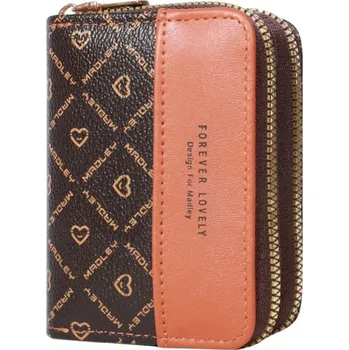 Peněženka Barevná krátká dámská peněženka s přihrádkami | peněženka, psaníčko - Hnědý