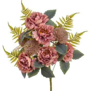 umělá květina Kytice mix s velkými květy - růžová antik