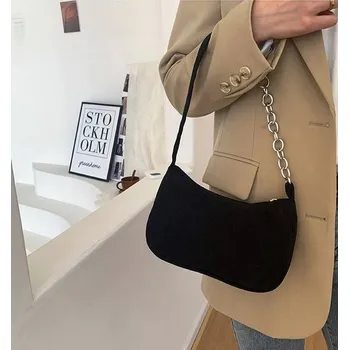 Kabelka Dámská měkká ramenní kabelka retro stylu | malá kabelka, podpažní taška - B Černá 2