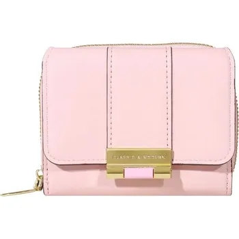 Dámská skládací peněženka na karty | malá peněženka, kožená peněženka - Růžový