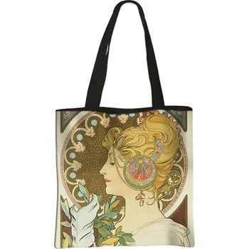 Olejomalba Alphonse Mucha na tašce | plátěná taška, taška přes rameno - bstdaerfengsi04g , 39 cm x 39 cm