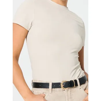 Dámské tričko Sinsay - Tričko basic - béžová - 493FG-08M - 493FG-08M-XS