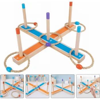 Dřevěná hračka Derrson dřevěný házecí set Hoď a vyhraj W5297