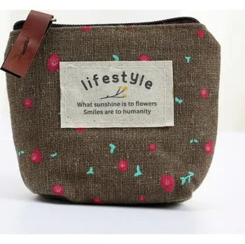 Peněženka Malá květinová peněženka na zip | peněženka, pouzdro - Hnědý