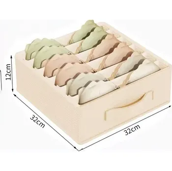 Úložný box Textilní skládací box na prádlo do skříně | organizér, úložný box - Béžová-6Girds