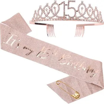 Narozeninová růžová sada pro dívky | párty výzdoba, dívčí doplňky - 15