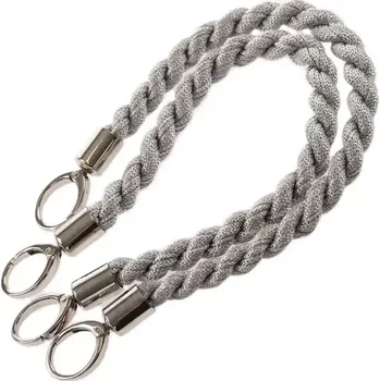 Příze Ucha na tašky Inda délka 50 cm Stříbrná se stříbrným kováním (Luxusní ucha na kabelky a tašky Inda Stříbrná se stříbrem)