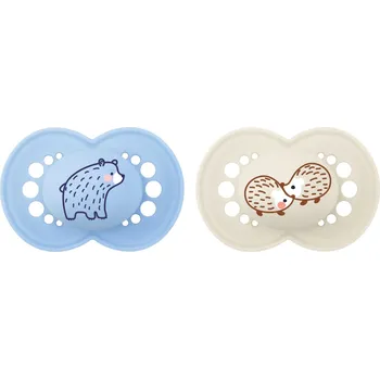 dudlíky Mam Šidítko Original Colors of Nature silikon 6 m+ se steril. boxem 2 ks Modré + béžová