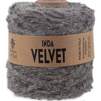 Příze Borgo de Pazzi Inda Velvet 7 Šedá (Špagátová žinylková příze Inda Velvet Grigio)