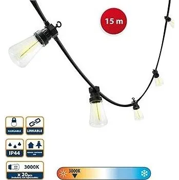 Vánoční dekorace Venkovní světelný řetěz PS068 s 20 retro žárovkami