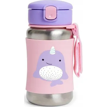 Kojenecká láhev SKIP HOP Zoo Láhev s brčkem na vodu nerez Narval 12m+