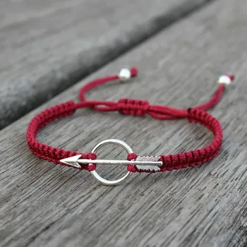 Náramek Jednoduchý unisex párový náramek pro štěstí | náramek, šňůrkový náramek - Tmavě červená