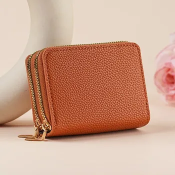 Peněženka Stylová malá peněženka na zip | dámská peněženka, držák karet - Hnědý