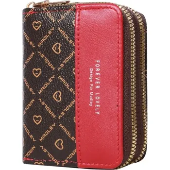Peněženka Barevná krátká dámská peněženka s přihrádkami | peněženka, psaníčko - Červený