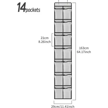 Úložný box Závěsný organizér na boty s kapsami | závěsný pořadač, úložný organizér - bílé 14 kapes