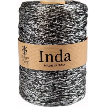 Příze Borgo de Pazzi Inda 12 Černobílý melír (Špagátová příze Inda 12 Bianco nero melange)