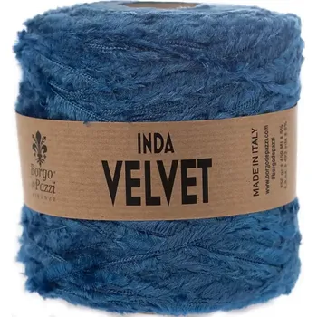 Příze Borgo de Pazzi Inda Velvet 31 Letecká modrá (Špagátová žinylková příze Inda Velvet Avio)