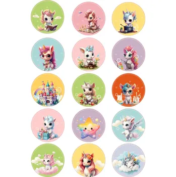 Jedlá dekorace na dort UNICORN - JEDNOROŽCI-23 Materiál: Jedlý papír