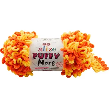 Příze Alize příze Puffy More 6547 oranžová a žlutá