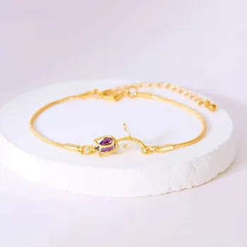 Náhrdelník Barevný tulipánový náhrdelník či náramek se zirkony | svatební šperk, květinový náhrdelník - BR24Y0396-1