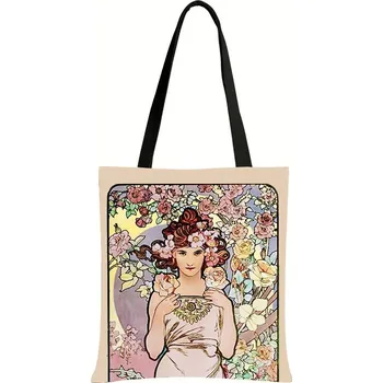 Olejomalba Alphonse Mucha na tašce | plátěná taška, taška přes rameno - bstdaerfengsi28cw , 39 cm x 39 cm