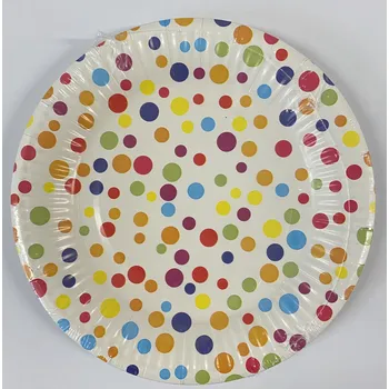 Party nádobí Talíře malé papírové s barevnými puntíky 8ks