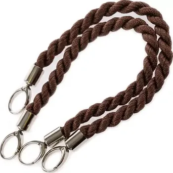 Příze Ucha na tašky Inda délka 50 cm Hnědá se stříbrným kováním (Luxusní ucha na kabelky a tašky Inda Hnědá se stříbrem)