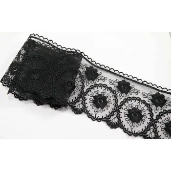 Vyšívaná krajka - černá - šířka 8 cm